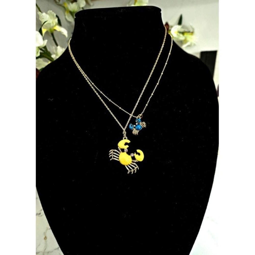 Betsey Johnson Double Layer Crab Charm Necklace